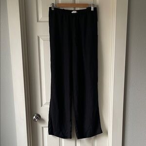 H&M Black Wide Leg Linen Drawstring Pants